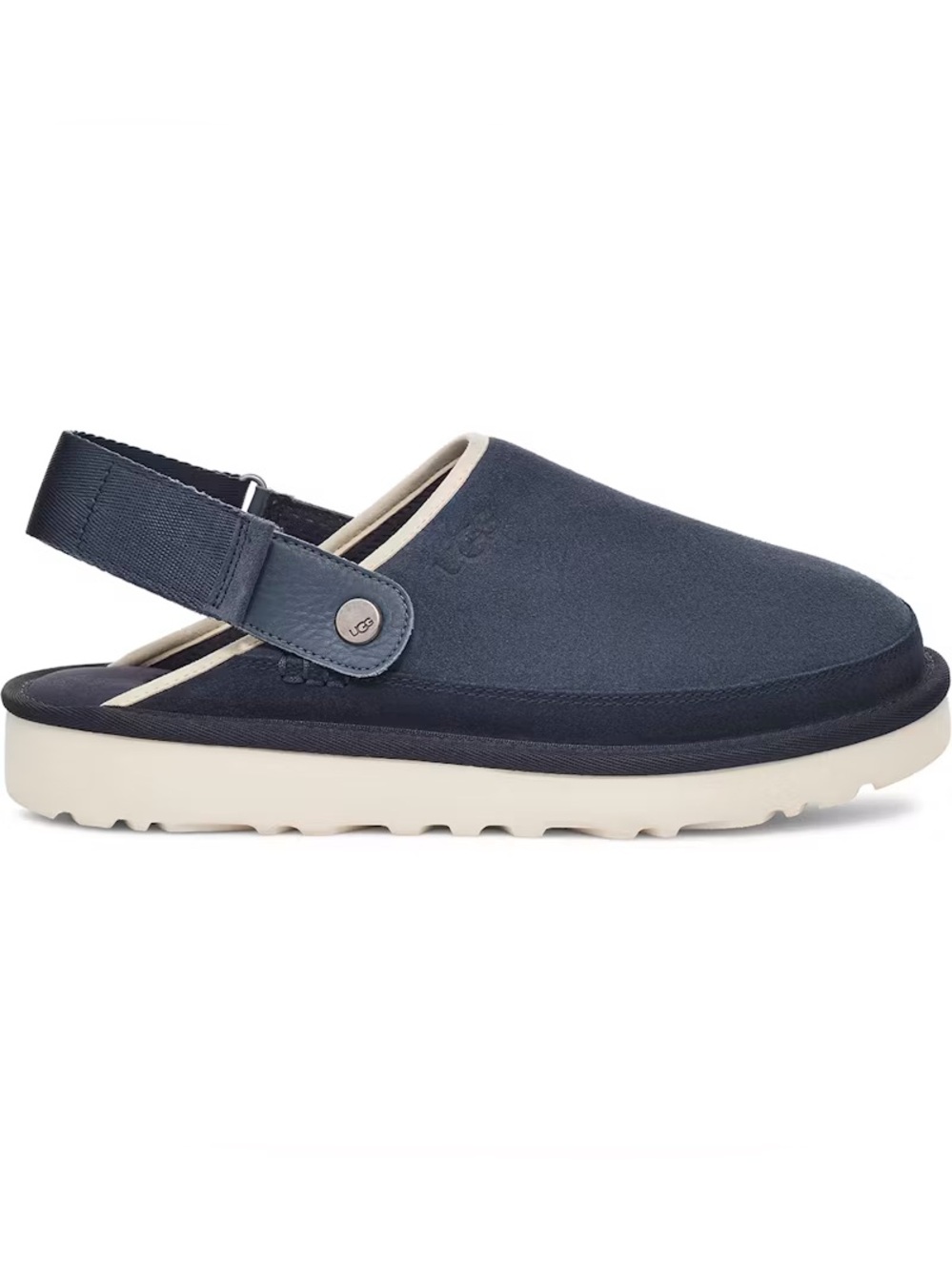 Ugg Goldencoast Suede Backstrap Clogs in Navy Blue